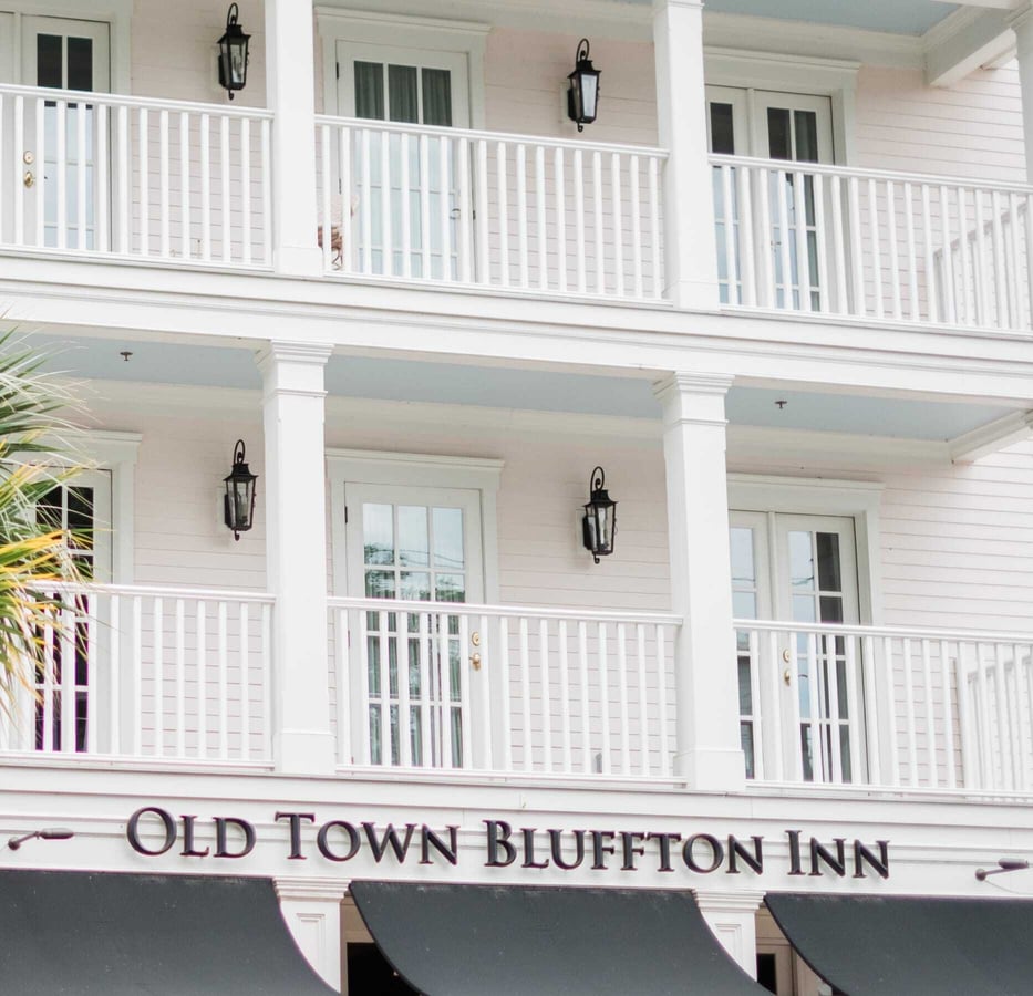 Elegant suite living room at Old Town Bluffton Inn Design-Build Program extended stay